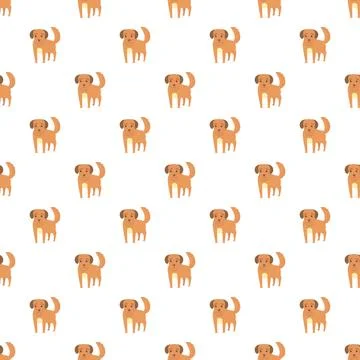 Cute cartoon dog seamless pattern on white background Stock Illustration