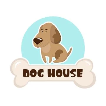 Cute cartoon dog. Vector template for logo. Stock Illustration