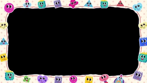 Cute Cartoon Doodle Border Loop with Alpha Channel Stock Footage 345294165