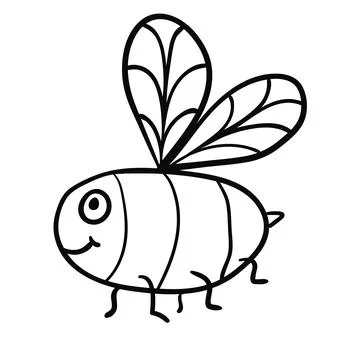 Cute cartoon doodle linear bee Illustrazione stock
