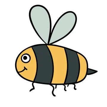 Cute cartoon doodle linear bee Stock Illustration