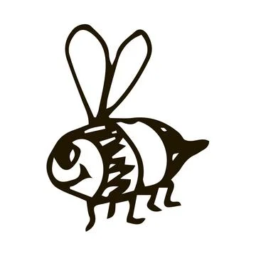 Cute cartoon doodle linear bee Stock Illustration