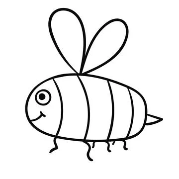 Cute cartoon doodle linear bee Stock-Illustration