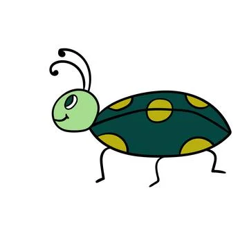 Cute cartoon doodle linear bug Stock Illustration