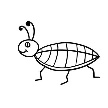 Cute cartoon doodle linear bug Stock Illustration