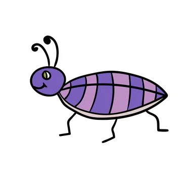 Cute cartoon doodle linear bug Stock Illustration