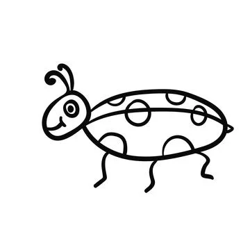 Cute cartoon doodle linear bug Illustrazione stock