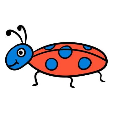 Cute cartoon doodle linear bug Stock Illustration