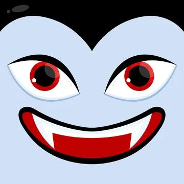 Cute cartoon Dracula vampire face close up. Vector illustration Stock Illustration