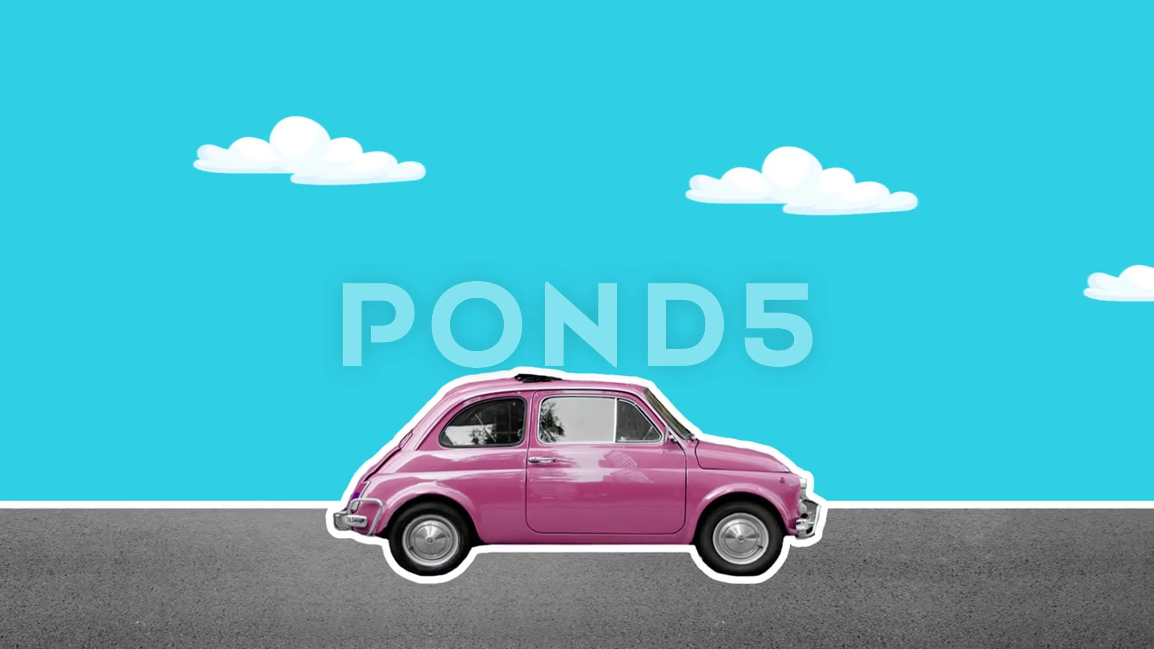 Cute cartoon driving paper cut out car a... | Stock Video | Pond5