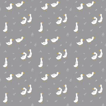 Cute Cartoon Duck Seamless Pattern, Vector Illustration Background Stock Illustration