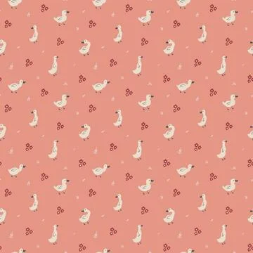 Cute Cartoon Duck Seamless Pattern, Vector Illustration Background Stock Illustration