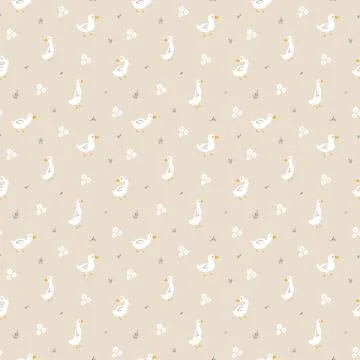 Cute Cartoon Duck Seamless Pattern, Vector Illustration Background Stock Illustration