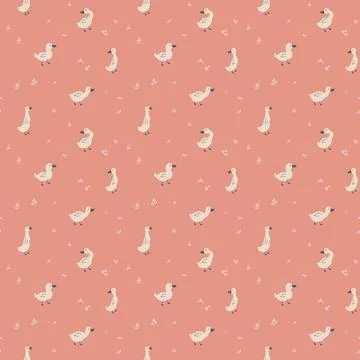 Cute Cartoon Duck Seamless Pattern, Vector Illustration Background Stock Illustration