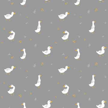 Cute Cartoon Duck Seamless Pattern, Vector Illustration Background Stock Illustration