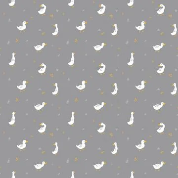 Cute Cartoon Duck Seamless Pattern, Vector Illustration Background Stock Illustration