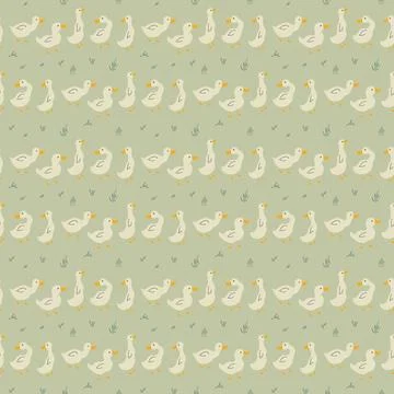 Cute Cartoon Duck Seamless Pattern, Vector Illustration Background Stock Illustration