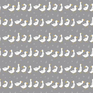 Cute Cartoon Duck Seamless Pattern, Vector Illustration Background Stock Illustration