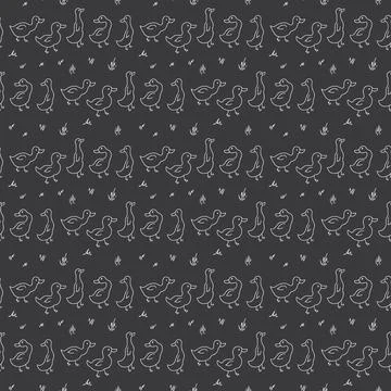 Cute Cartoon Duck Seamless Pattern, Vector Illustration Background Stockillustratie