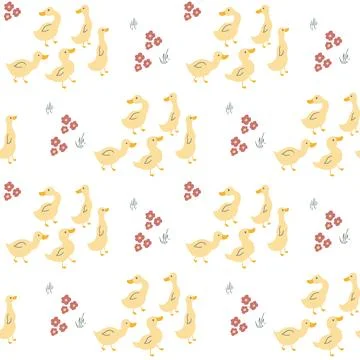 Cute Cartoon Duck Seamless Pattern, Vector Illustration Background Stock Illustration