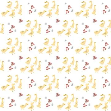 Cute Cartoon Duck Seamless Pattern, Vector Illustration Background Stock Illustration