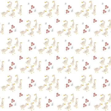 Cute Cartoon Duck Seamless Pattern, Vector Illustration Background Stock Illustration