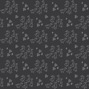 Cute Cartoon Duck Seamless Pattern, Vector Illustration Background Stock Illustration