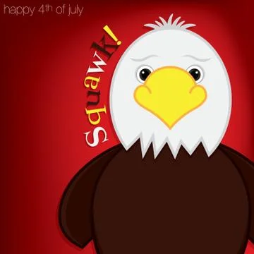 Cute cartoon eagle Independence Day card in vector format. Stock Illustration