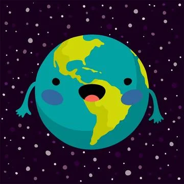 The cute cartoon Earth planet vector illustration Stock Illustration