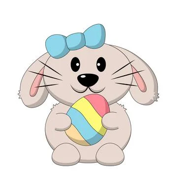 Cute cartoon Easter Bunny with Egg. Draw illustration in color Stock Illustration