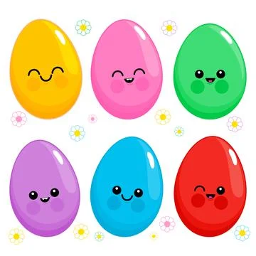 Cute cartoon Easter egg set. Candy chocolate eggs. Stock Illustration