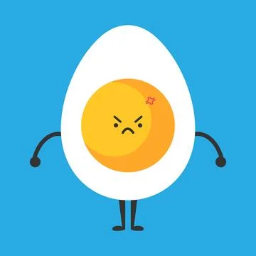 Cute cartoon egg character is angry. Funny egg mascot. Vector illustration Stock Illustration