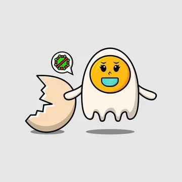 Cute cartoon egg using mask to prevent virus Stock Illustration