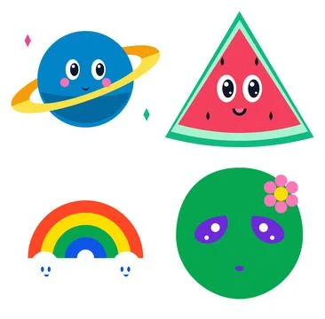 Cute Cartoon Elements, Whimsical Vector Collection Stock Illustration