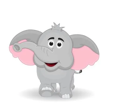 Cute cartoon elephant front view Stock Illustration