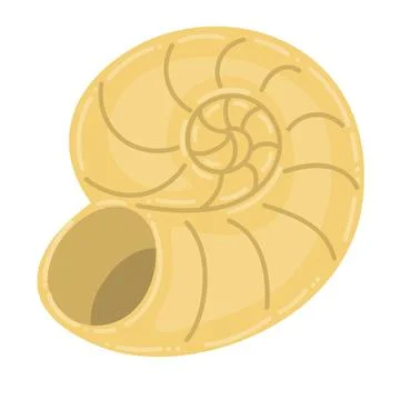 Cute cartoon empty sea shell isolated on white background. Ocean animal. Stock Illustration