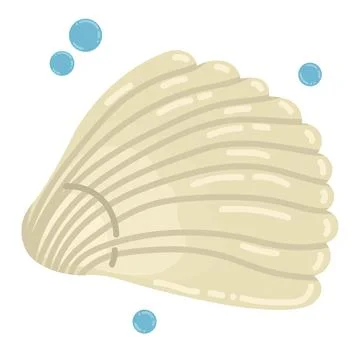 Cute cartoon empty sea shell isolated on white background. Ocean animal. Stock Illustration