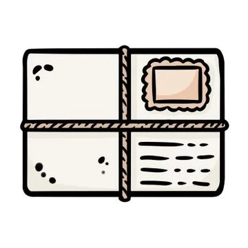 Cute cartoon envelope doodle image. Snail mail logo. Media highlights graphic Stock Illustration