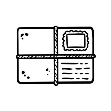 Cute cartoon envelope doodle image. Snail mail logo. Media highlights graphic Stock Illustration