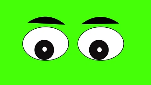  Cute Cartoon Eyes Looking Forward Green Screen Loop Animation Stock Footage 341600827