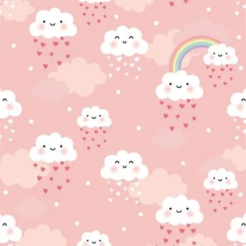 Cute cartoon face cloud vector seamless pattern 스톡 일러스트