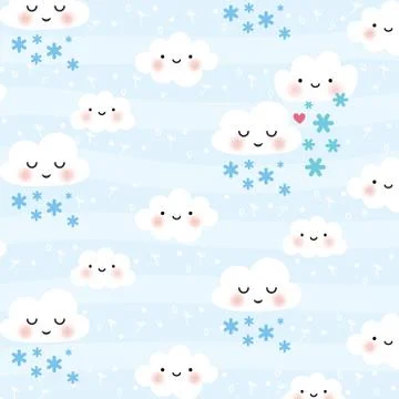 Cute cartoon face cloud vector seamless pattern Illustrazione stock