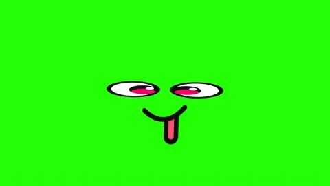 Cute Cartoon Face with Playful Expression and Chroma Key Background 库存影片 344011340