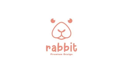 Cute cartoon face rabbit logo vector icon illustration design Stock Illustration