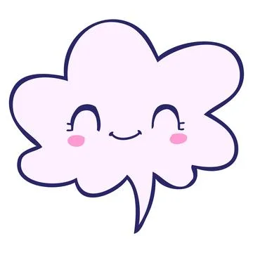 Cute cartoon face with speech bubble in bright neon color Illustration