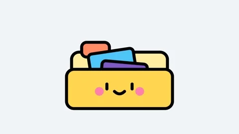 Cute Cartoon Filing Box With Documents and Folders Stock-Footage 342585186