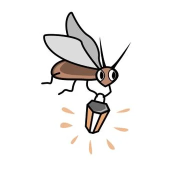Cute cartoon firefly with flashlight. Character vector Illustration Stock Illustration