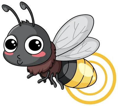 Cute Cartoon Firefly Vector Illustration with Glowing Tail and Big Eyes Stock Illustration