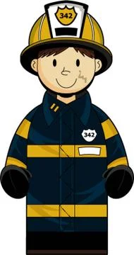 Cute Cartoon Fireman - Firefighter Vector Illustration Stock-Illustration