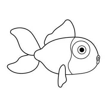 Cute Cartoon Fish Outline Vector Illustration Stock Illustration